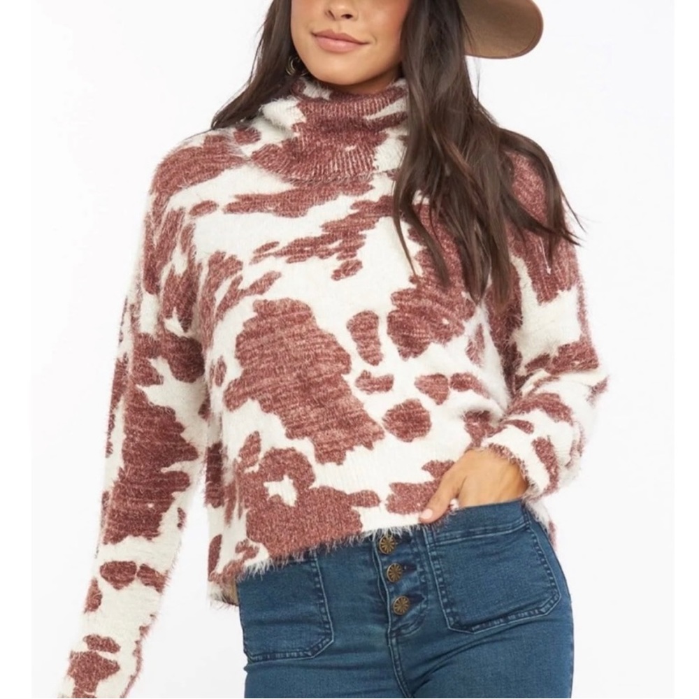 Show Me Your Mumu Cow Print Sweater Size XS